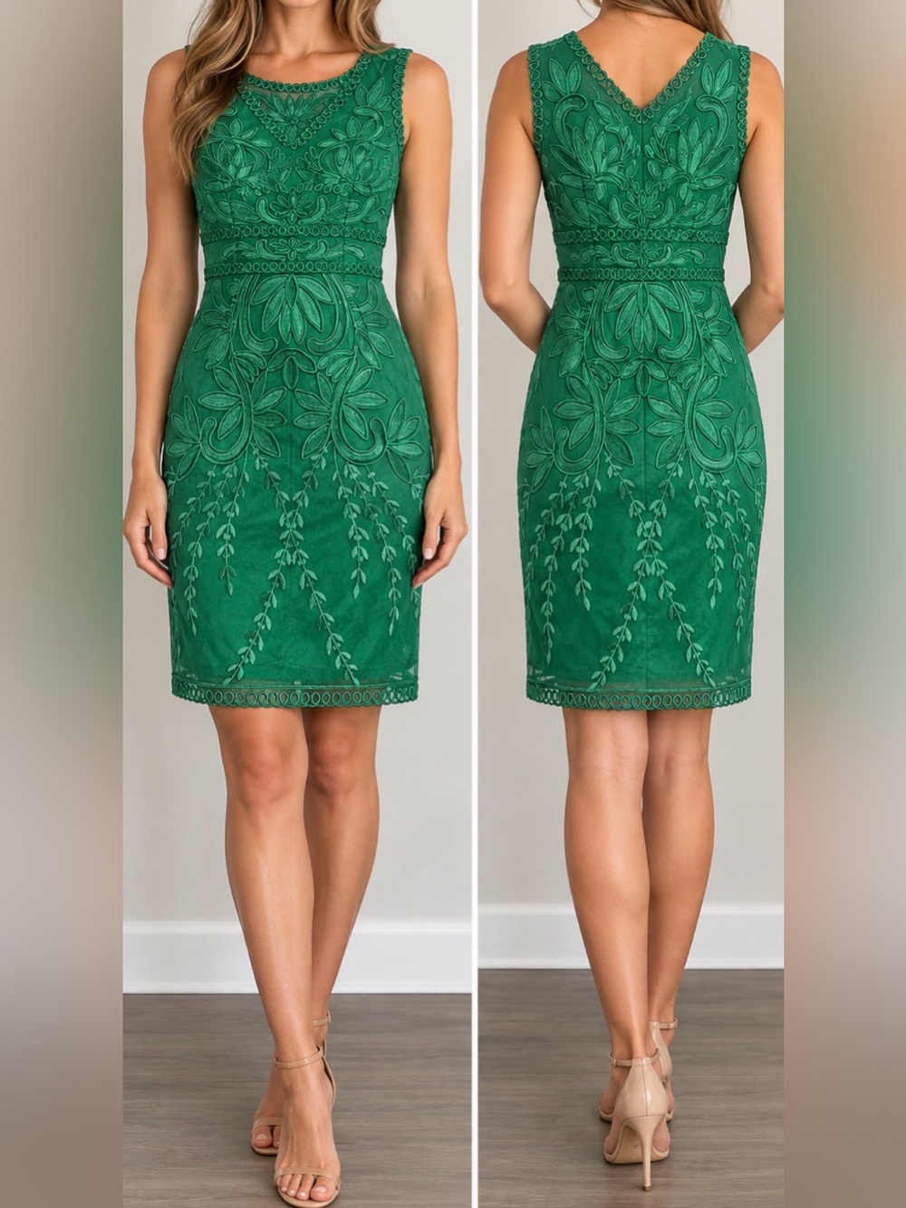 Elegant Green Embroidered dress